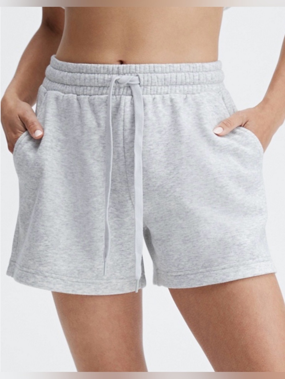 Light Gray Women's Drawstring Lounge Shorts